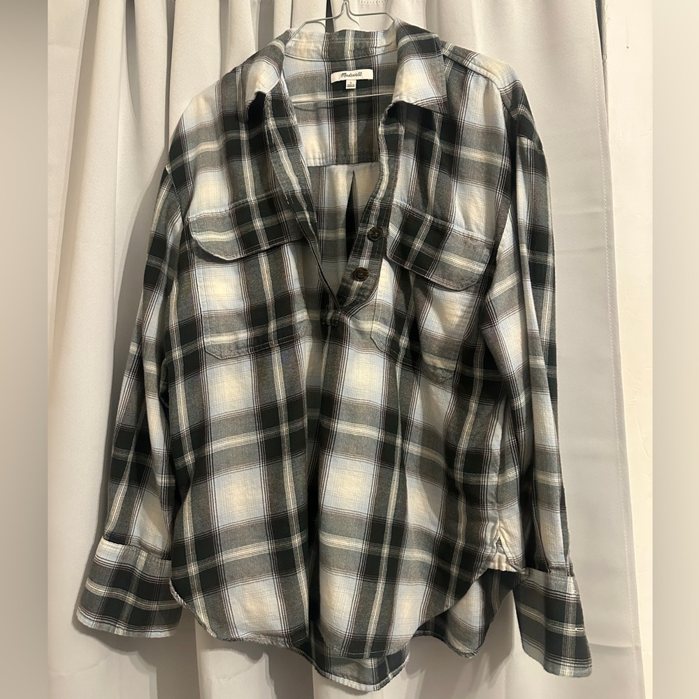 Madewell Dark Green Plaid Shirt